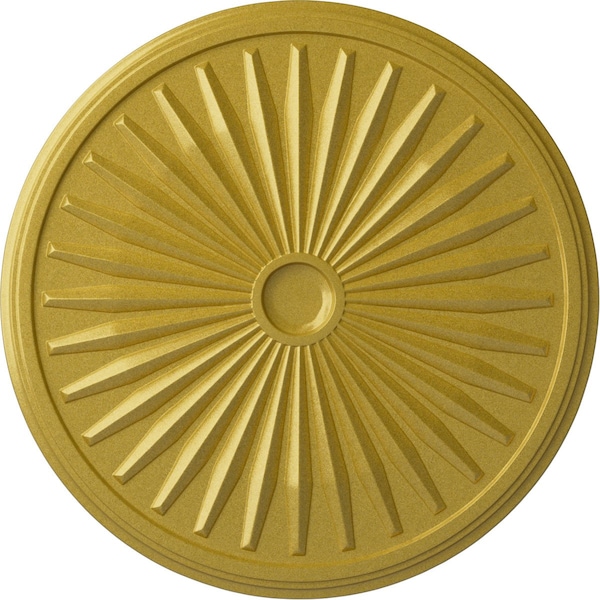 Ekena Millwork Leandros Ceiling Medallion (Fits Canopies up to 5"), 33 1/8"OD x 3 1/2"ID x 1 3/8"P, Rich Gold CM33LERGS - main